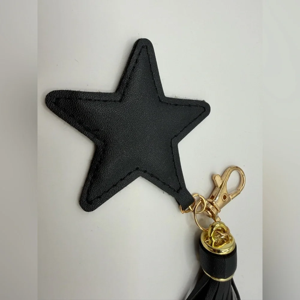 Black Star Keychain Bag Charm with Tassel NWT